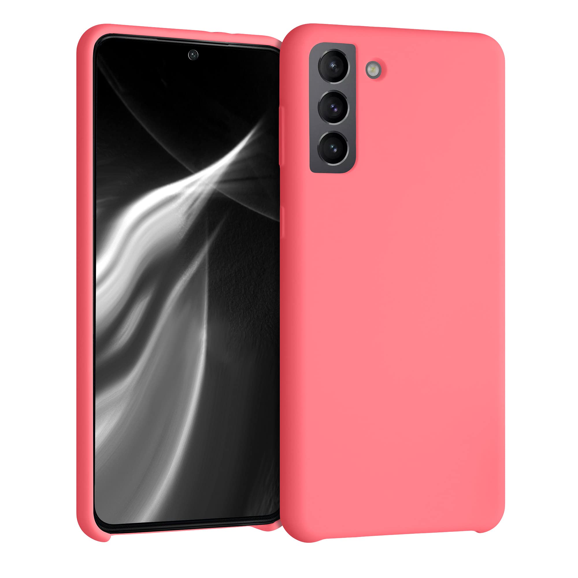 kwmobile Case Compatible with Samsung Galaxy S21 Plus Case - TPU Silicone Phone Cover with Soft Finish - Neon Coral