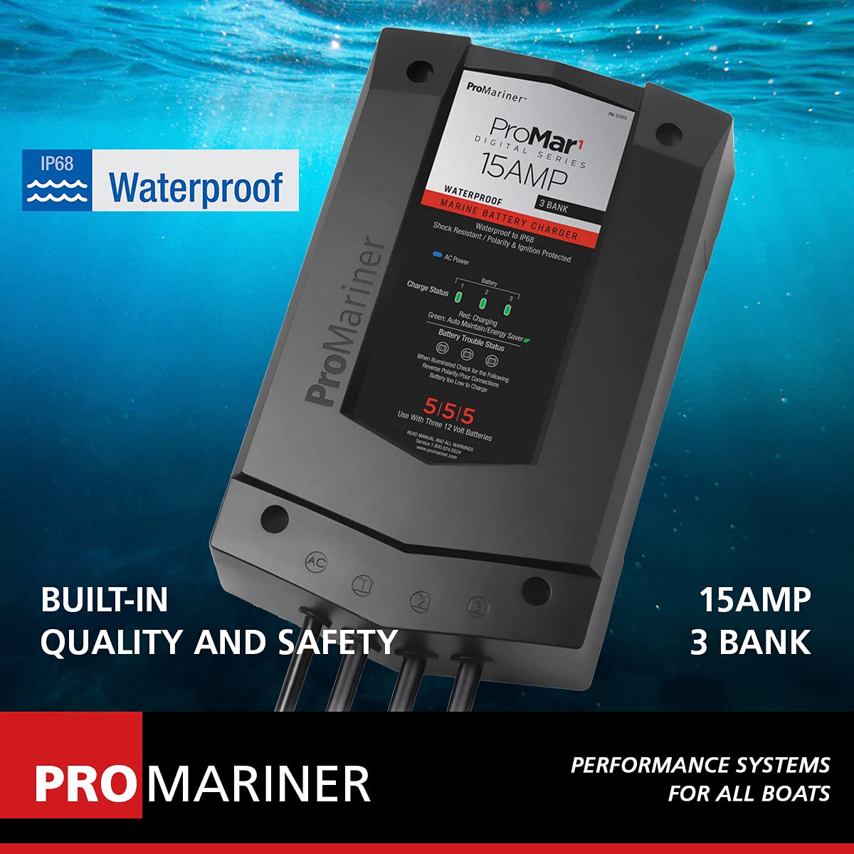 Promariner 31515 Promar1 Ds Generation 3 Digital Battery Charger   15 Amp, Black, Standard