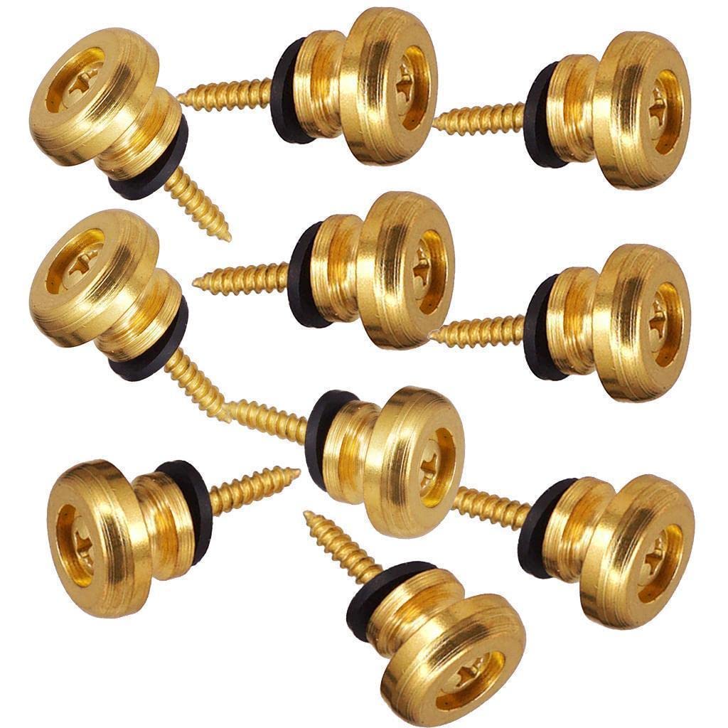 LICHTS 10 Pieces Metal Strap Lock Buttons Buckle Gold for Guitar Bass Ukulele Accs