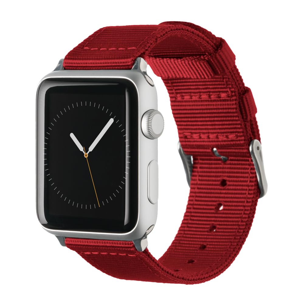 Archer Watch Straps - Premium Nylon Straps for Apple Watch (Red, Stainless, 40/41/42mm)