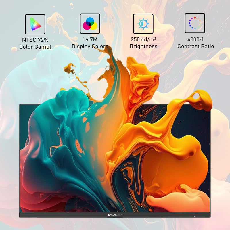 Sansui Monitor 24 Inch 100Hz Pc Monitor, Hdmi Vga Ports Vesa Mount, Fhd Computer Monitor Ultra Slim Ergonomic Tilt Eye Care For