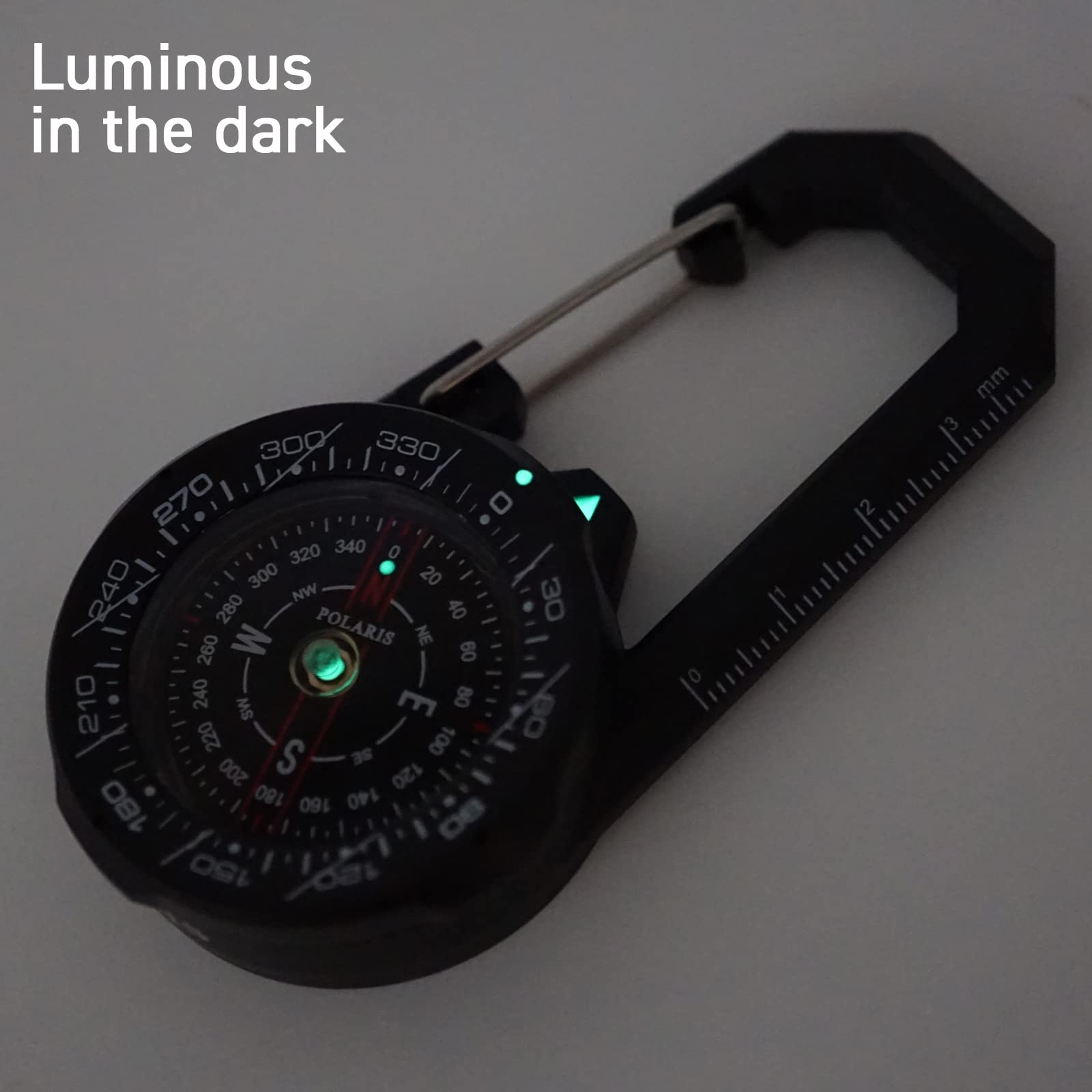 Polaris Tough Clip On Compass 60M Waterproof With Rotating Bezel Water Resistant For Outdoor Hiking Survival Backpack Climbing O