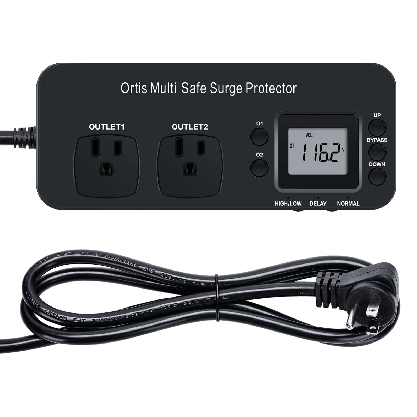 Ortis Double Outlet Rv Appliance Surge Protector (Black)