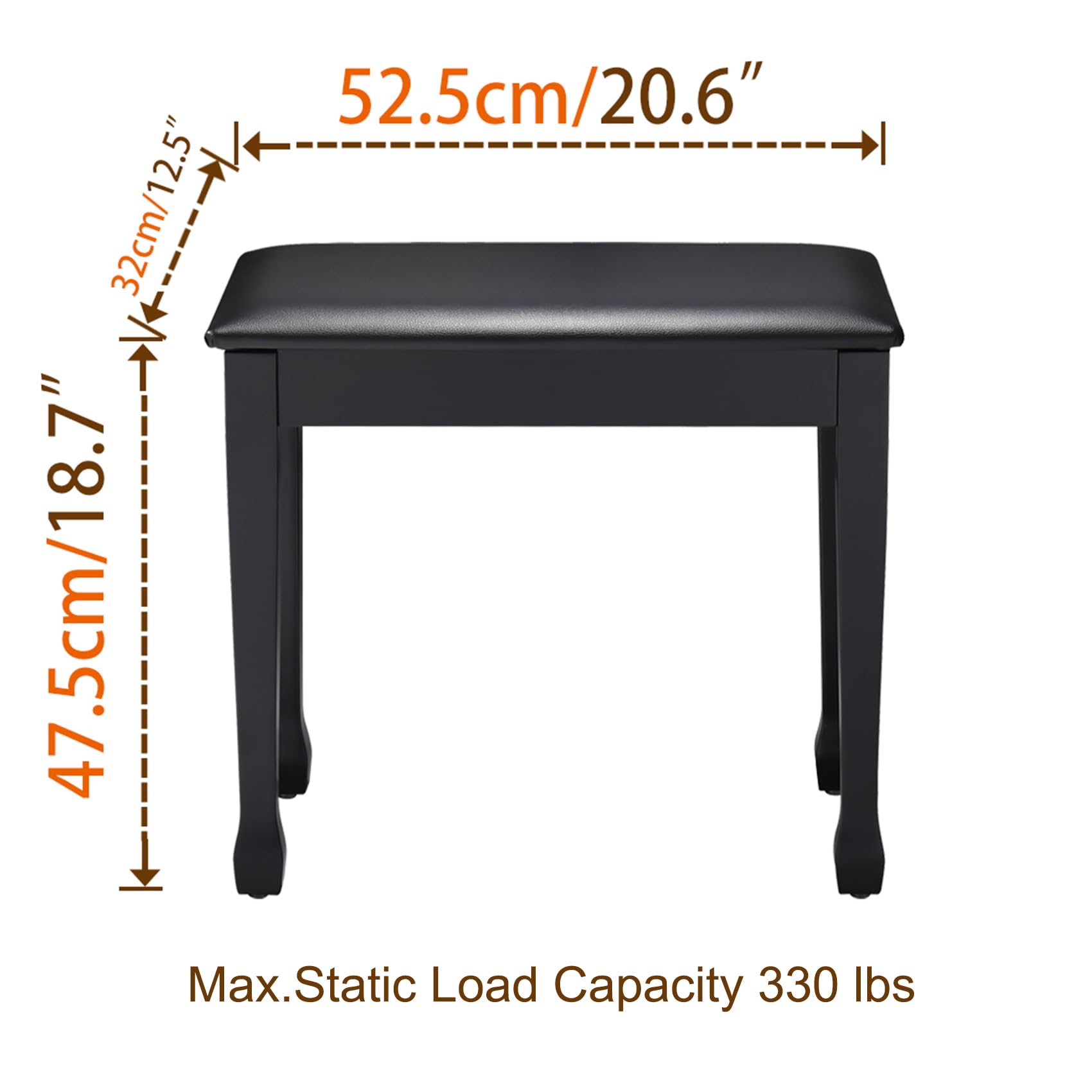 Filisite Piano Bench With Waterproof Padded Cushion, Makeup Stools For Vanity, Bench For Living Room/Bedroom (White)