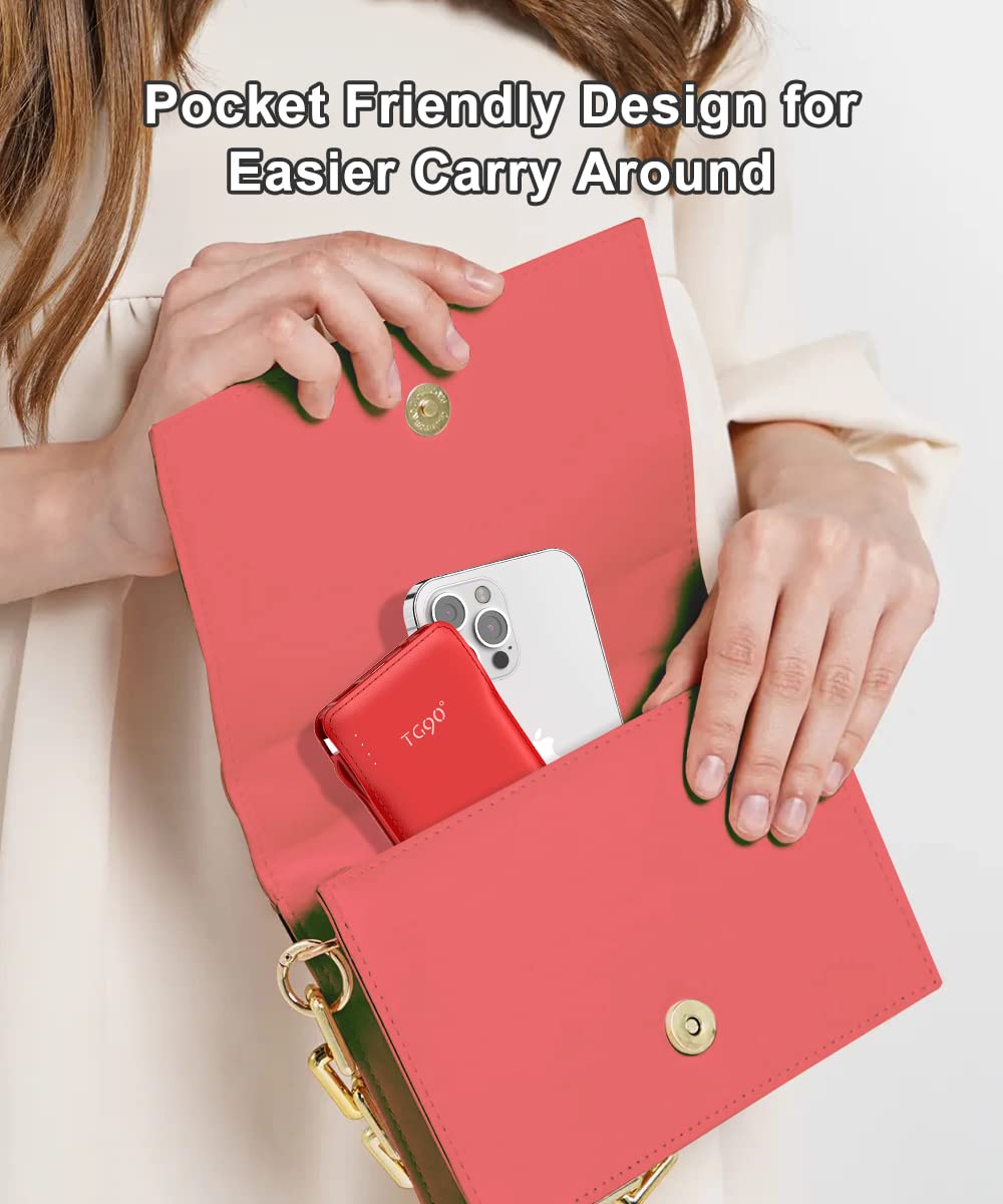 Tg90 Portable Charger 10000Mah Cell Phone Battery Backup, Ultra Slim Power Bank With Built In Cables, Portable Phone Charger Bat