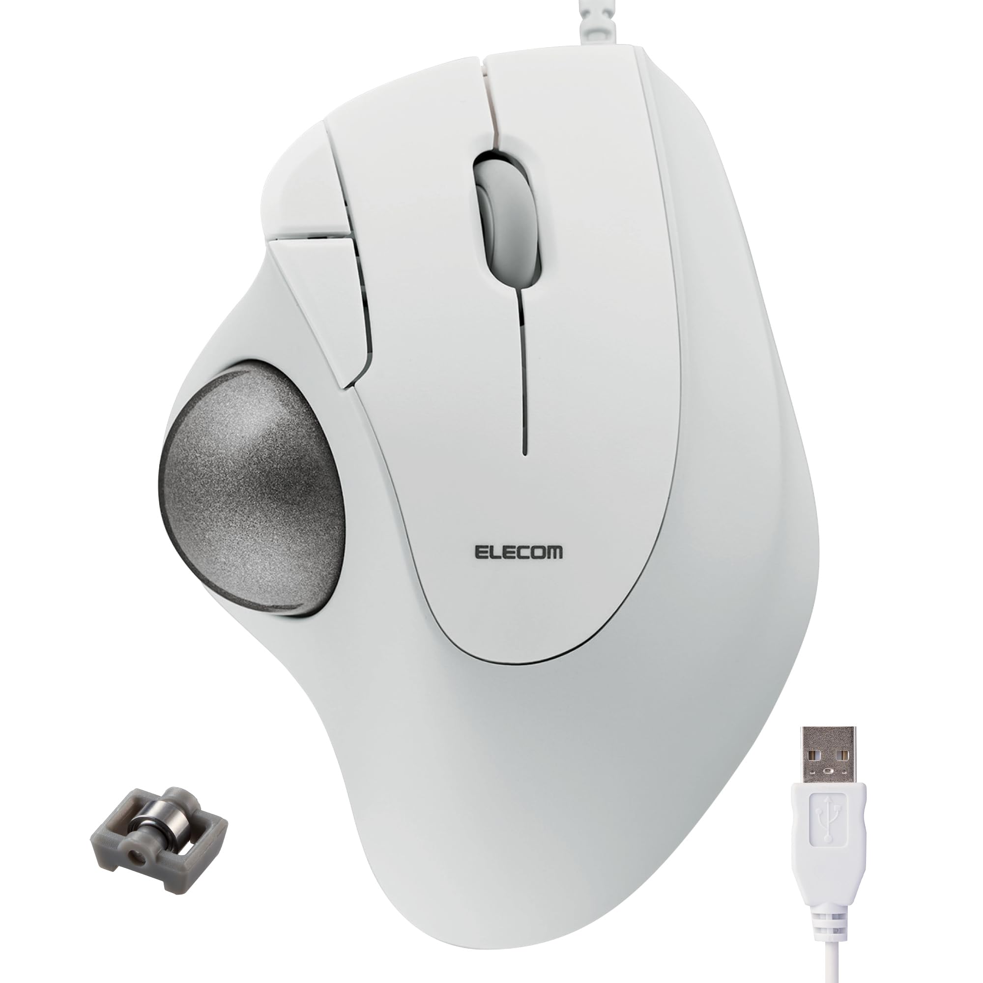 Elecom Ergonomic Comfort Design Trackball Ist Wired Usb A Connection, Super Smooth Tracking With Roller Ball Bearing, 36Mm Ball, Thumb Control, Compatible For Windows, Pc, And Mac White (M It11Urwh)