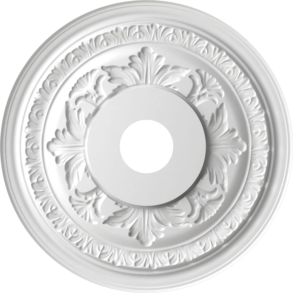 Ekena Millwork Cmp19Babgl Baltimore Thermoformed Pvc Ceiling Medallion (Fits Canopies Up To 7 3/4), 19Od X 3 1/2Id X 1P, Bright
