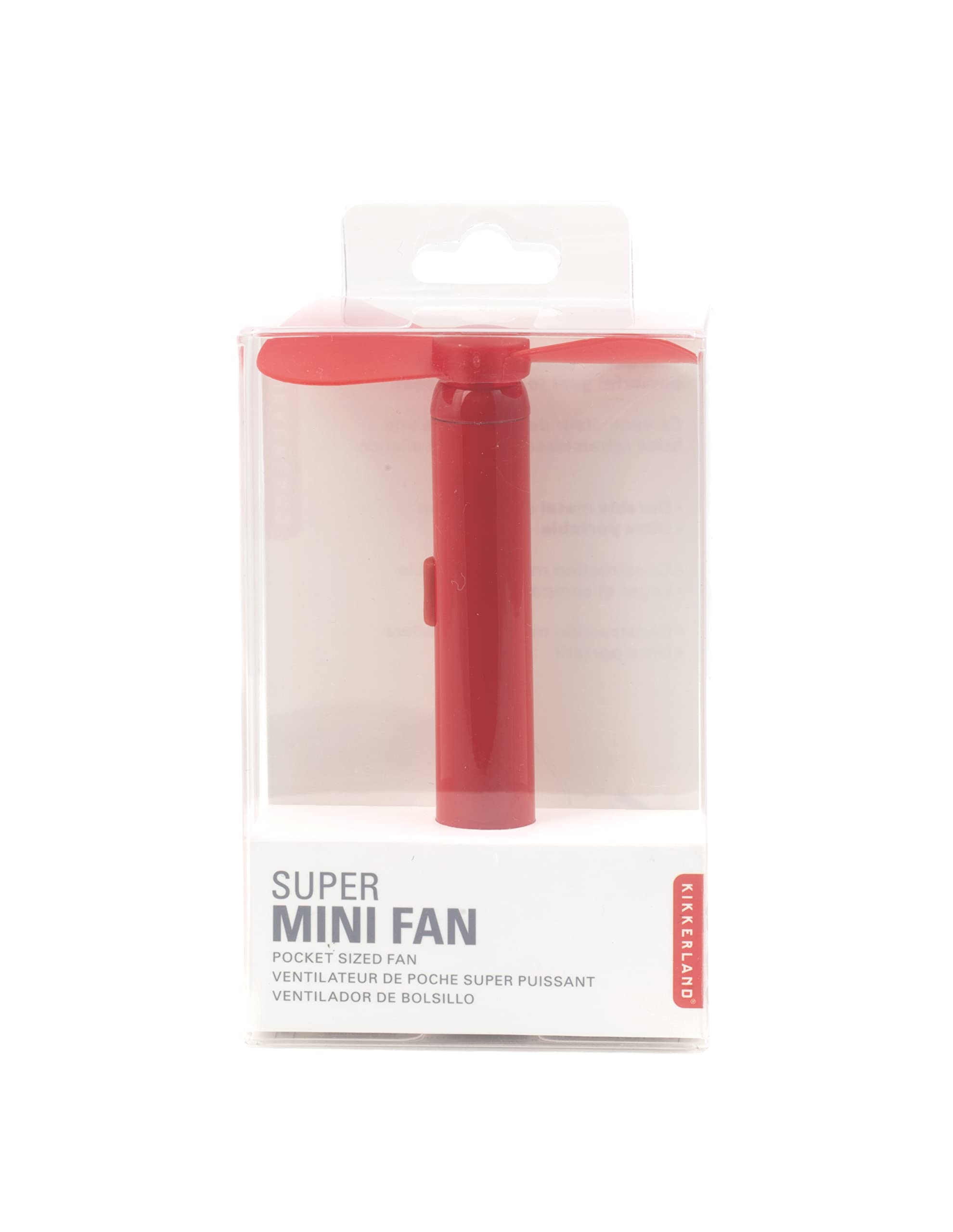 Kikkerland Handheld The Super Mini Compact Portable Brass Metal Pocket Sized Small Fan, Battery Operated (Aaa), In Blue/Black/Re