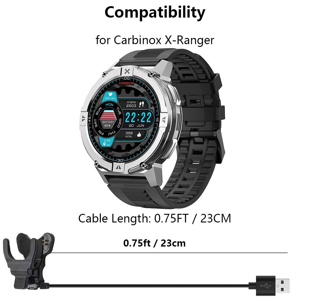 Msvueioe 2 Pack Charger Compatible With Carbinox X-Ranger, 0.75Ft Smart Watch Replacement Usb Charging Cable Cord