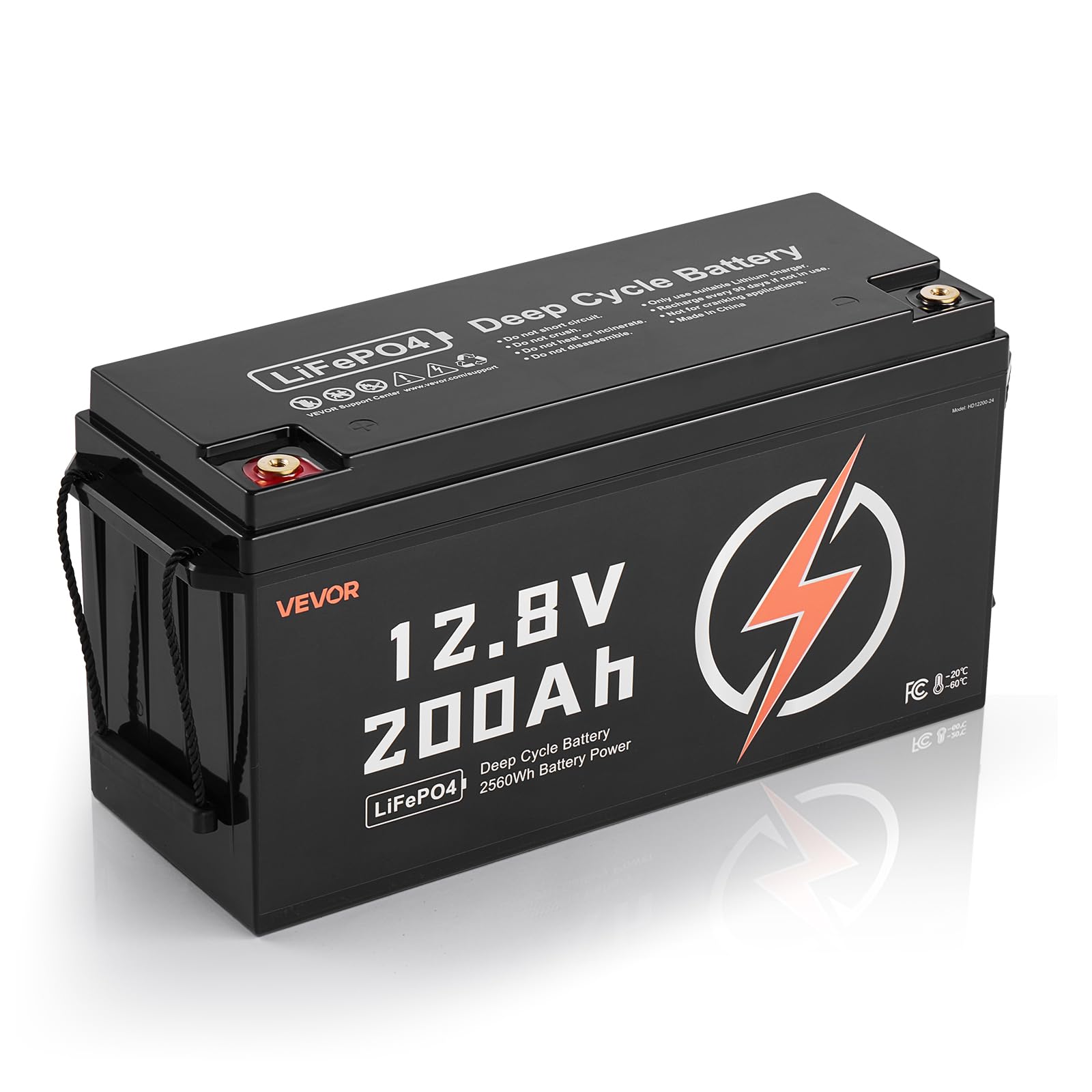 VEVOR 12V 200Ah LiFePO4 Battery, Up to 15000 Cycles, Deep Cycle Lithium Iron Phosphate Battery with Built-in BMS, Low Temperatur