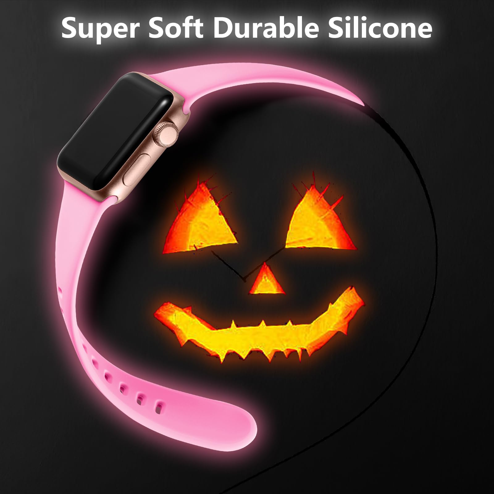 Halloween Glow Band Compatible With Cute Apple Watch Bands 40Mm 38Mm 41Mm 44Mm 45Mm 42Mm 49Mm For Women Men, Soft Silicone Strap