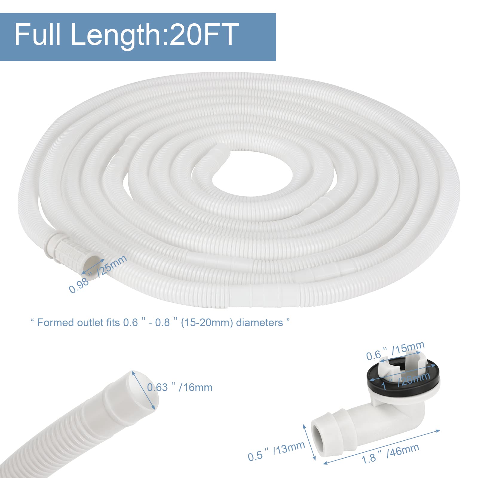 Hoxha Air Conditioner Drain Hose Kit, Plastic Tubing For Ac Condensate, Flexible&Durable Ac Drain Hose For Mini Split Ac&Portabl
