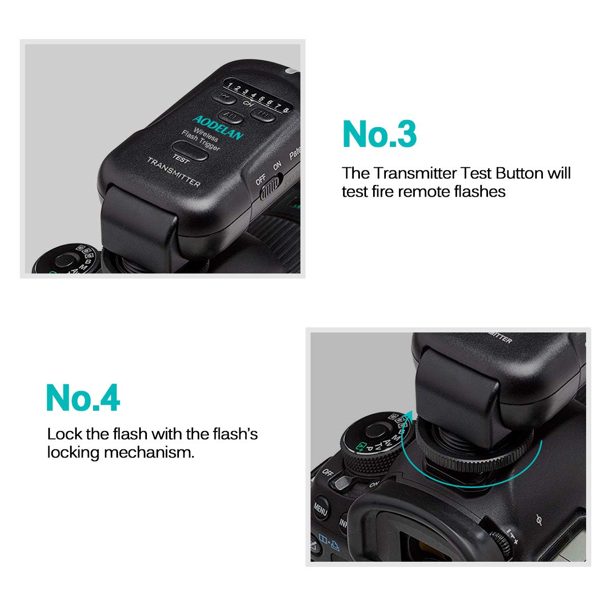 Wireless Flash Trigger 2.4 Ghz With Transmitter And Receiver For Canon, Nikon, Panasonic, Olympus, Fuji, Pentax, Samsung,Sony(Ex