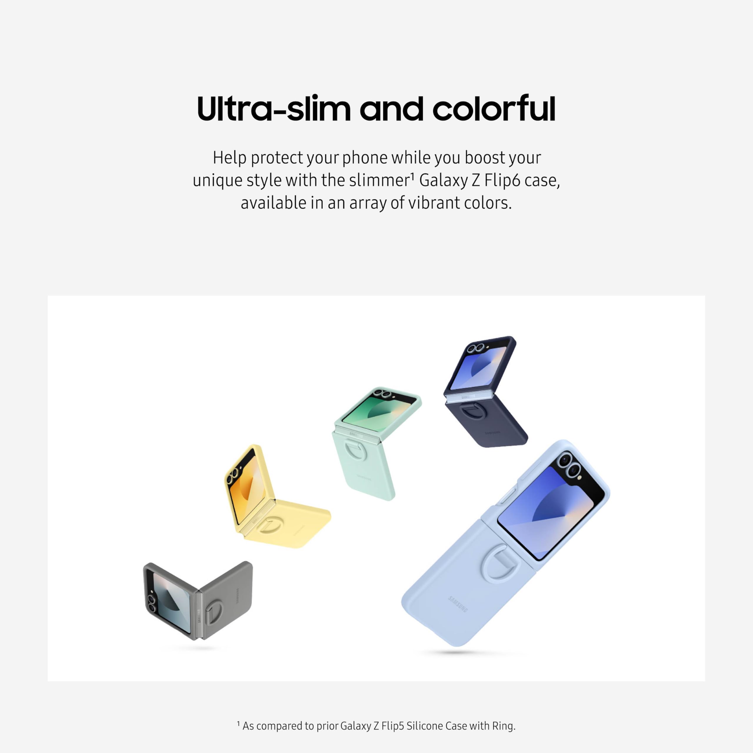 Samsung Galaxy Z Flip 6 Silicone Phone Case, Protective Cover With Built-In Ring, Nonslip Grip, Slim, Soft, Comfortable Design,