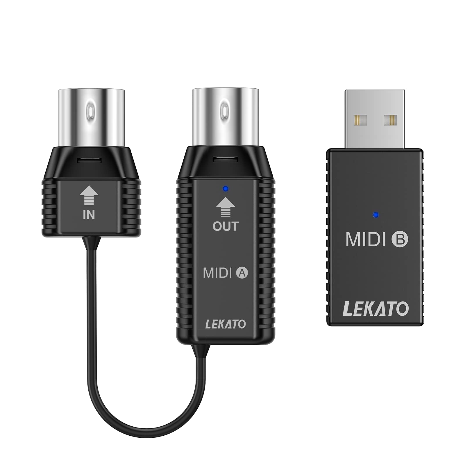 Lekato Wireless Midi Adapter, Bluetooth Midi Adapter With Usb, Ultra Low Latency, 5 Pin Midi Adapter Wireless For Synthesizer, M