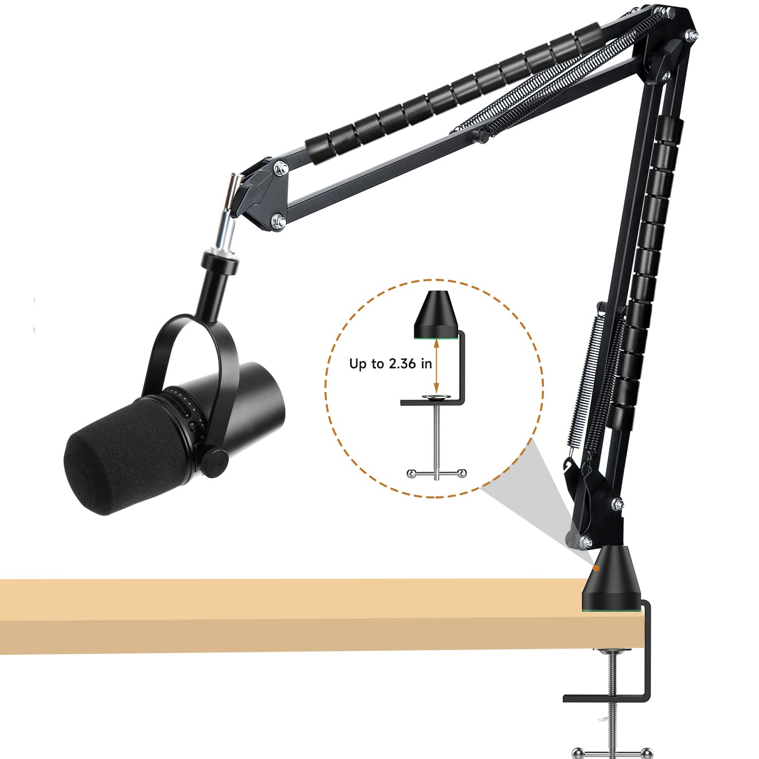 For Shure Mv7 Boom Arm - Upgraded Mic Arm With Reduce Wind Noises Mic Foam Cover, Mic Stand With Cable Management, 3/8 To 5/8 Ad