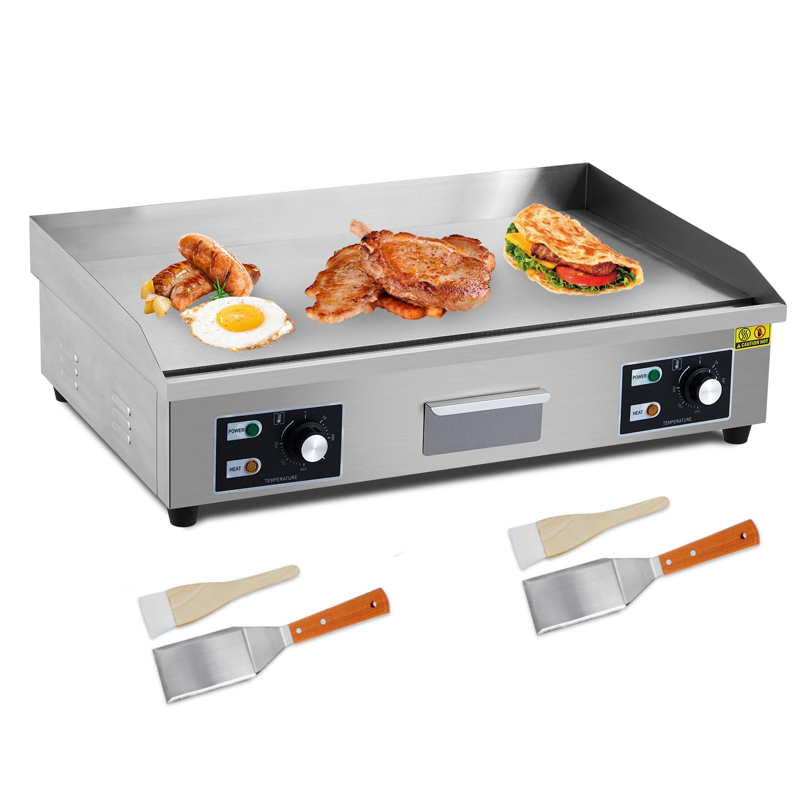 Garvee 29 Inch Commercial Electric Griddle, 3000W 110V Non-Stick Stainless Steel Teppanyaki Grill, Flat Top Grill Countertop Gri