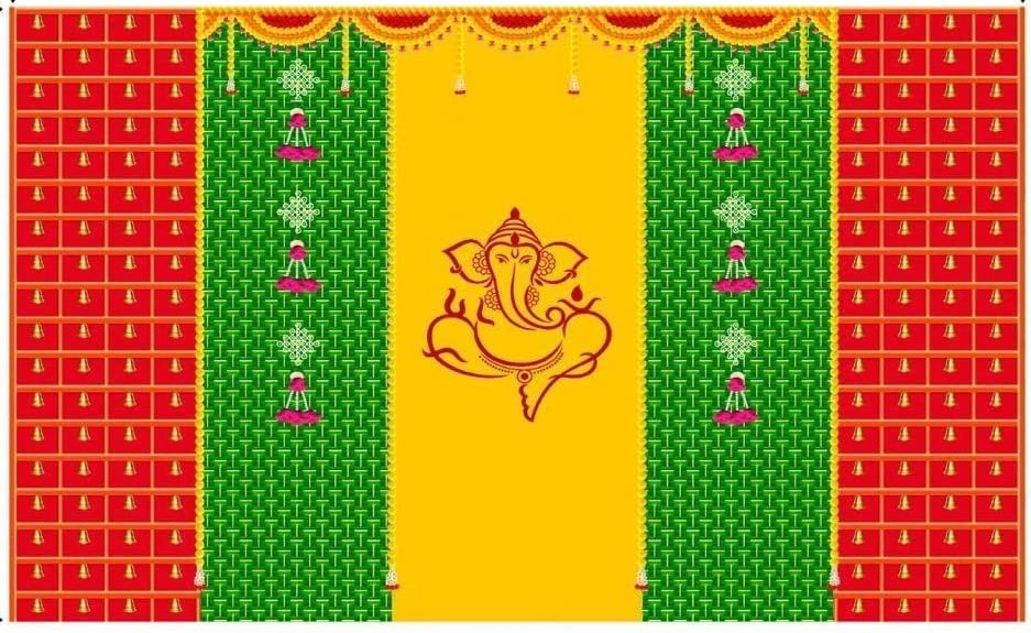 Zeonely Mart ganesh backdrop for decoration | vinayaka backdrop decoration cloth | traditional backdrop decoration cloth | pooja