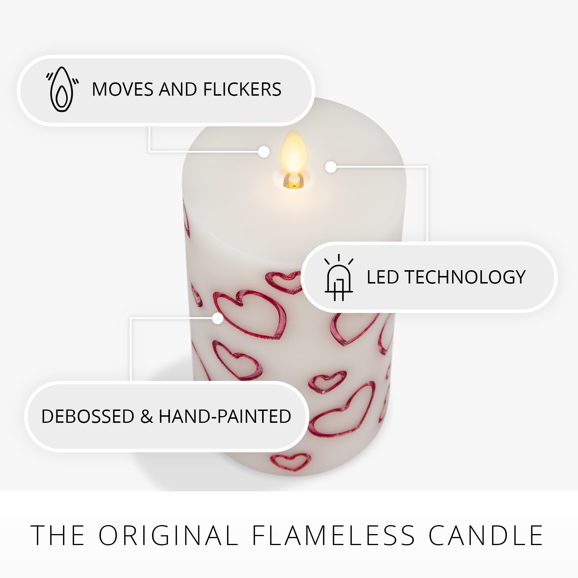 Luminara Debossed Hearts Pillar Candle Metallic Magenta   Patented Flickering Flameless Technology   Valentine'S Day Collection