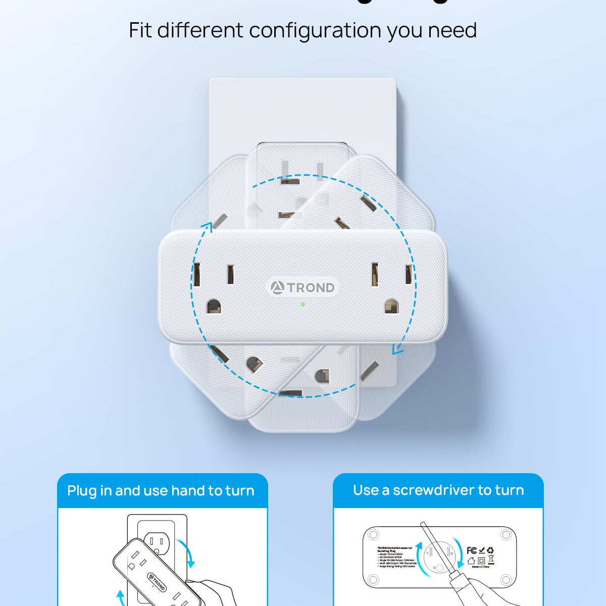 Trond Multi Plug Outlet Extender 2 Pack 6 Ac Outlet Splitter With ...