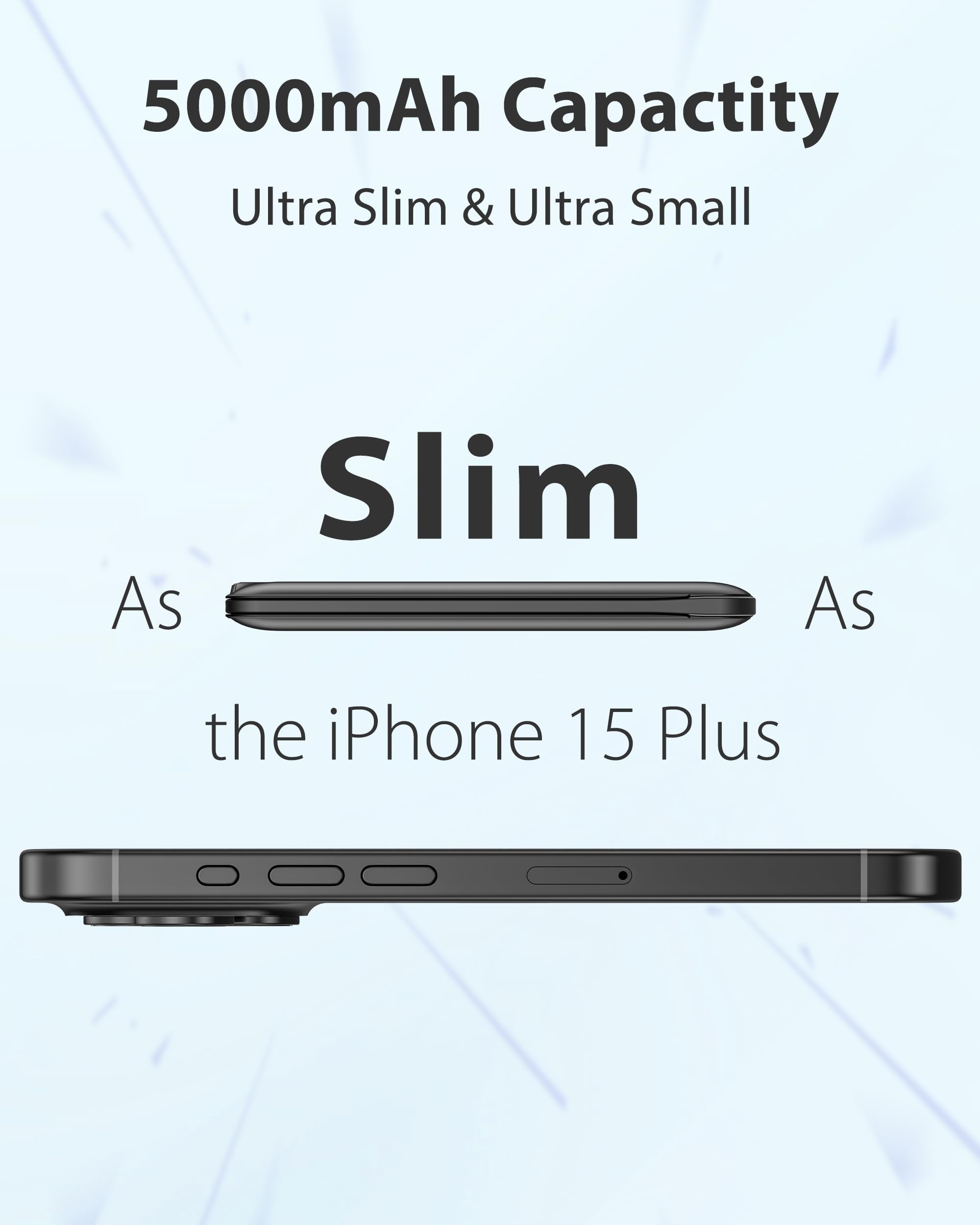 Tg90 2 Pack Portable Charger With Built In Foldable Ac Wall Plug And Cables, 5000Mah 3 Outputs Battery Pack Mini External Power