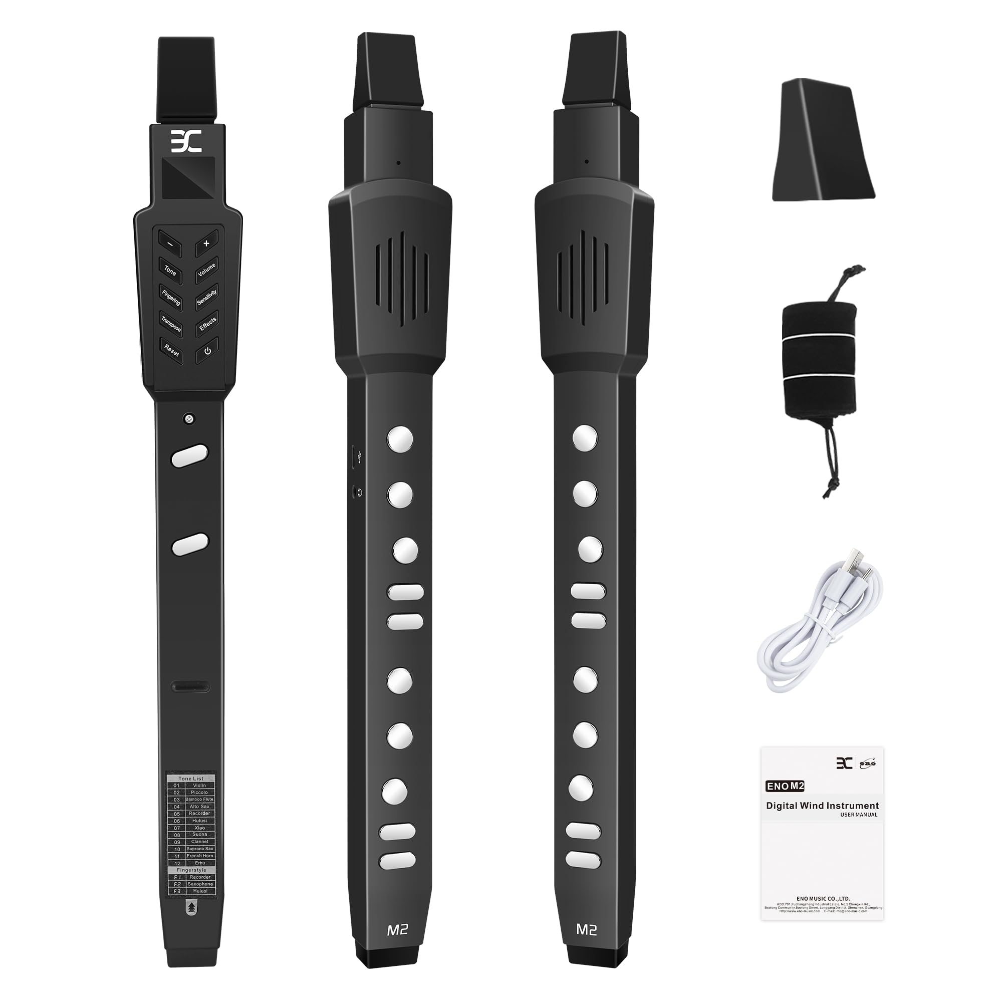 EX Digital Wind Instrument with 12 Tones, 3 Fingerings, Scales, Transpose Function, Automatic Vibrato, Three-octave Option, and 