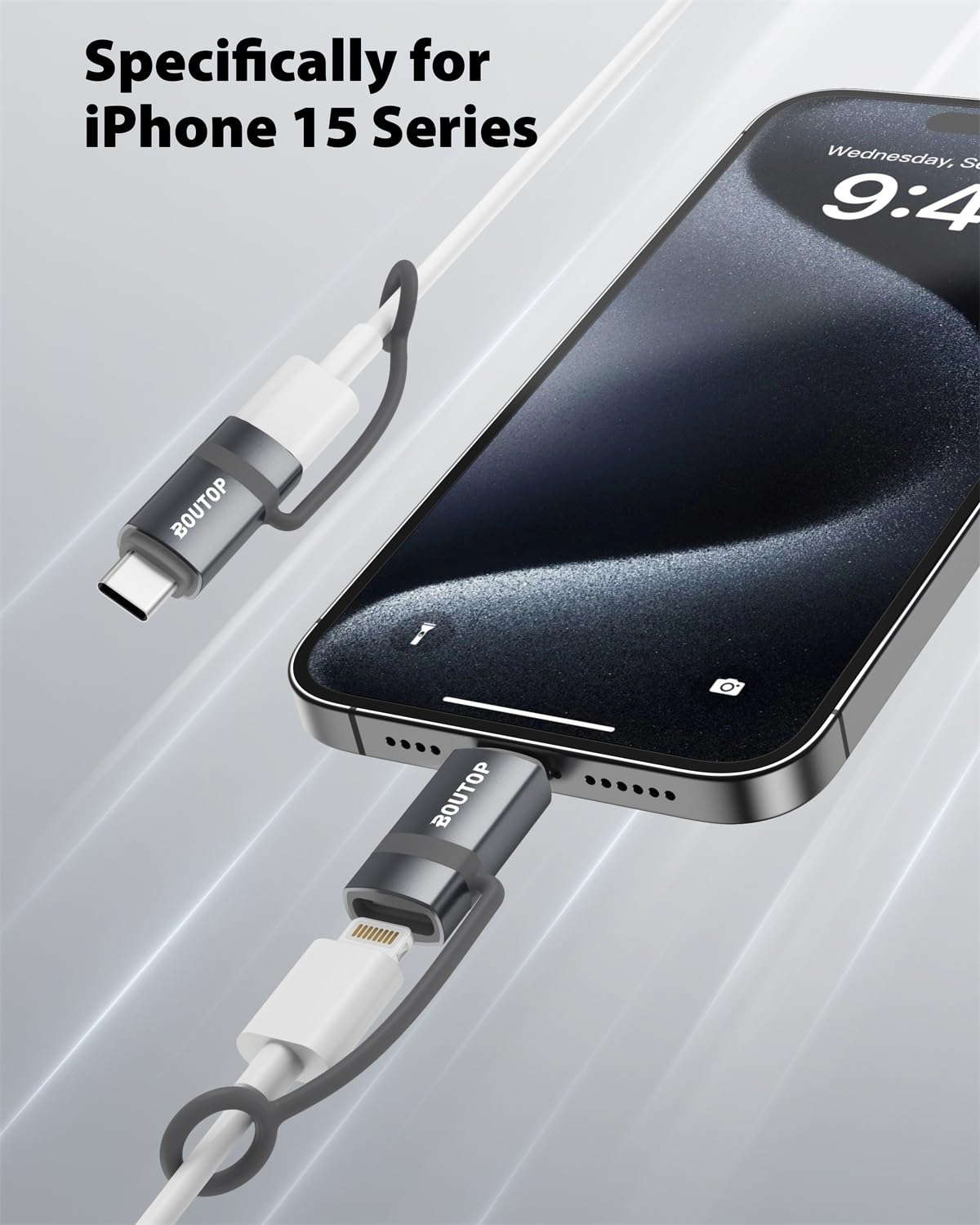 [4 Pack] Lightning To Usb C Adapter, Support 65W Pd Fast Charging Compatible With Iphone 15 Series, With Anti Lost Holder Gray