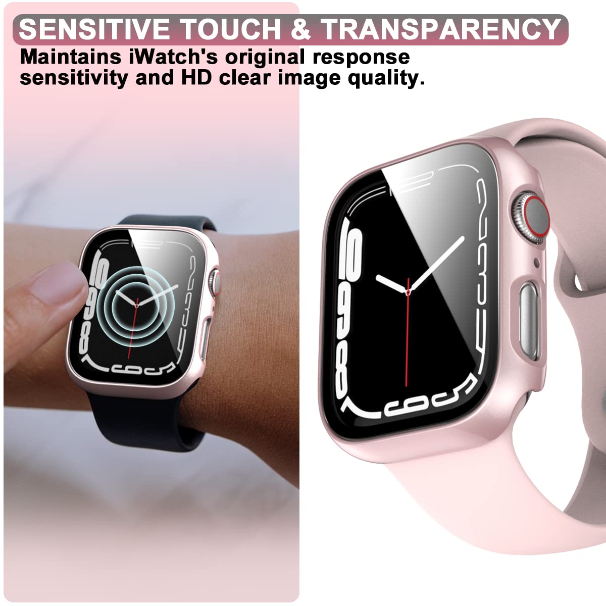 Rontion 6 Pack Hard Pc Case Compatible With Apple Watch Series 9 8 7 45Mm With Tempered Glass Screen Protector, Ultra Thin Scrat