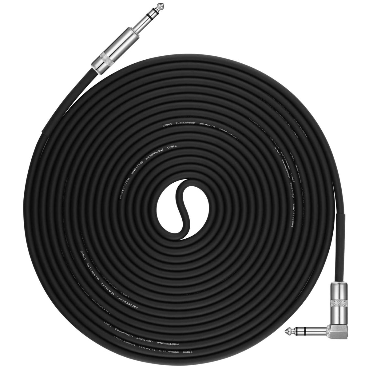 Donner 25ft TRS Cable 1/4    Male Right Angle to 1/4    TRS Male Straight Balanced Stereo Audio Patch Guitar Cable Black Sturdy 