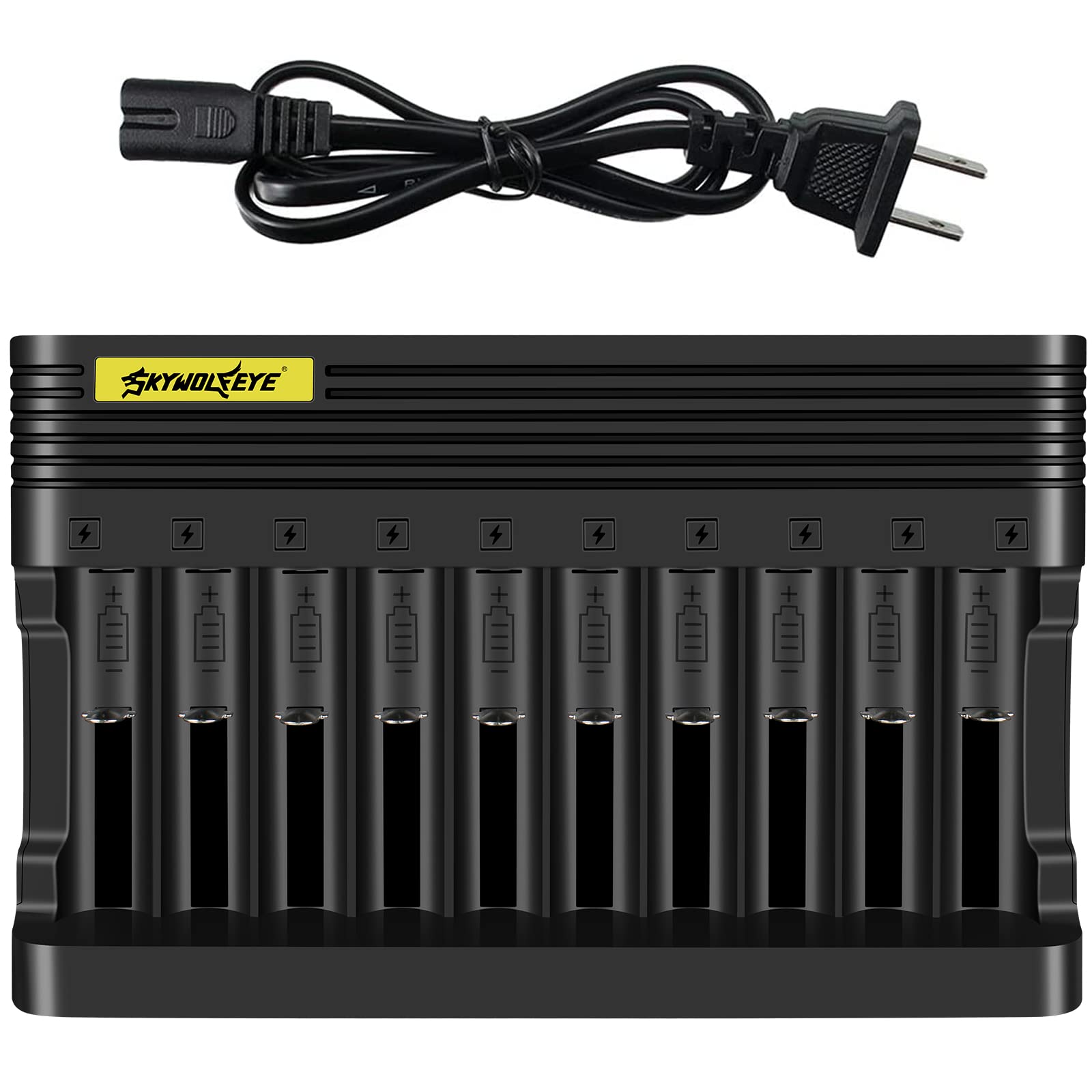 Skywolfeye 18650 Battery Charger 10 Bays Universal Charger For Flashlight Headlamp Battery 3.7V Li Ion Rechargeable Batteries 26