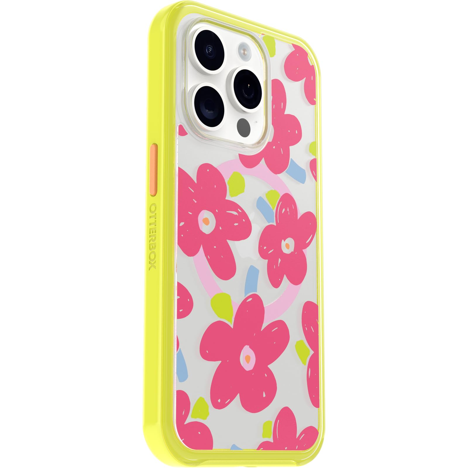 Otterbox Iphone 15 Pro (Only) Symmetry Series Clear Case   Whimsy Bloom (Yellow), Snaps To Magsafe, Ultra Sleek, Raised Edges Pr