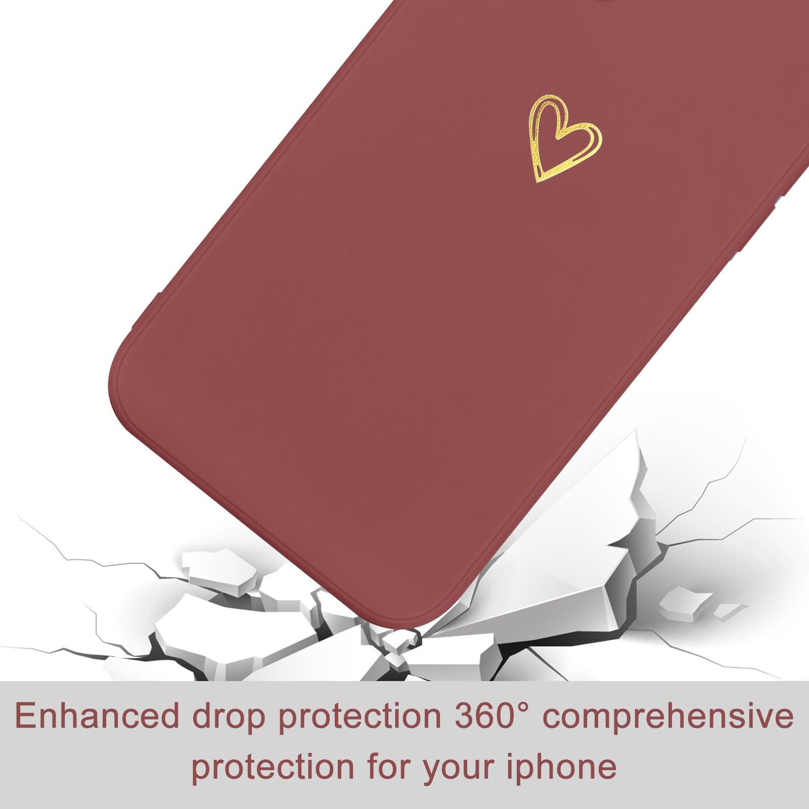 For Iphone 14 Pro Max Case Cute Heart Pattern Soft Shockproof Slim Protective Silicone Phone Case Cover For Women Girls, Red