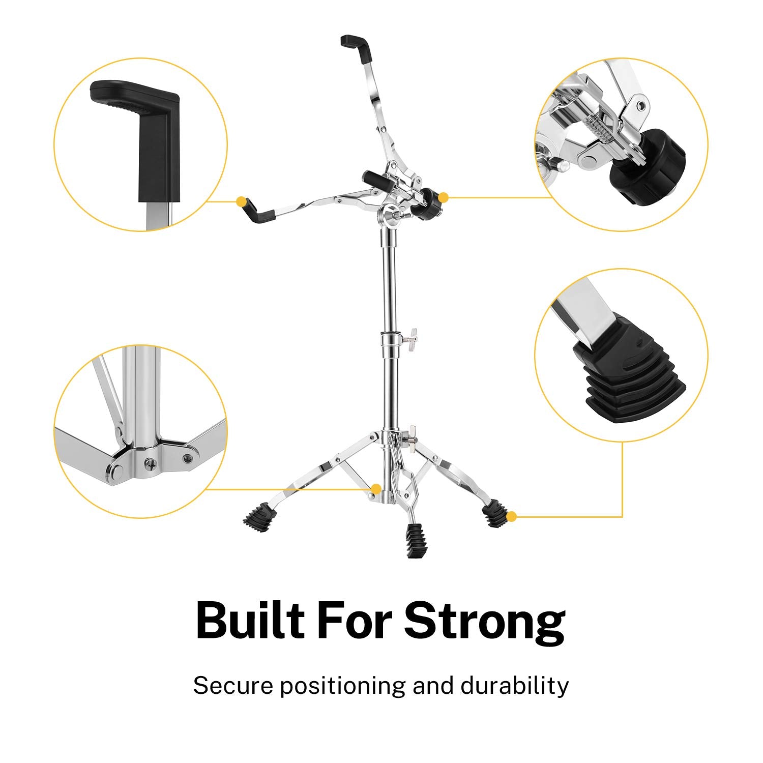 Donner Snare Drum Stand, Concert Snare Drum Stands Adjustable Snare Stand Double Braced With Drumstick Holder Fit For 10'' 14''