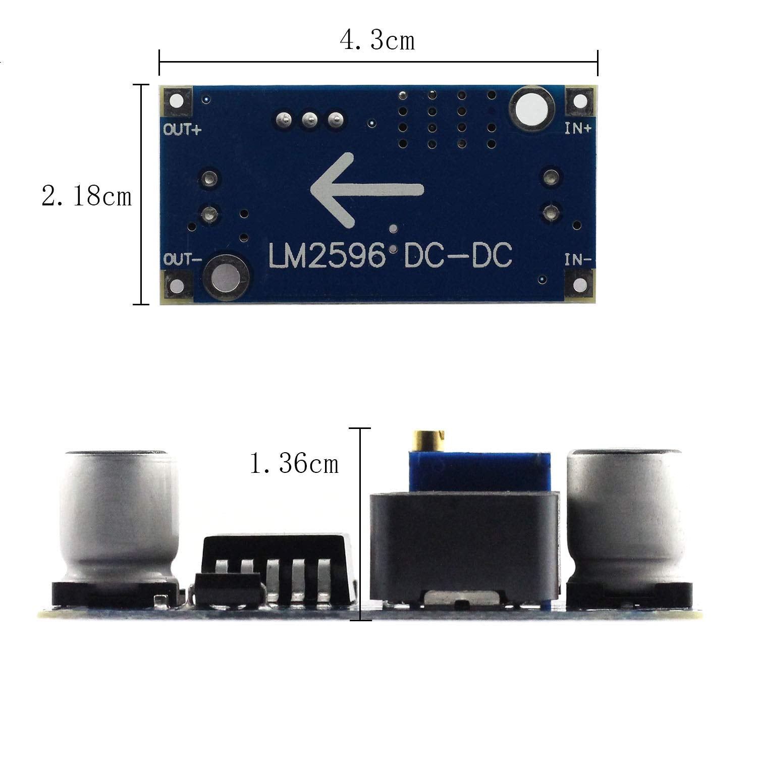 Maxmoral 2Pcs Dc-Dc Buck Converter Power Module 3A Adjustable Step-Down Lm2596 Voltage Regulator 24V To 12V 5V 3V