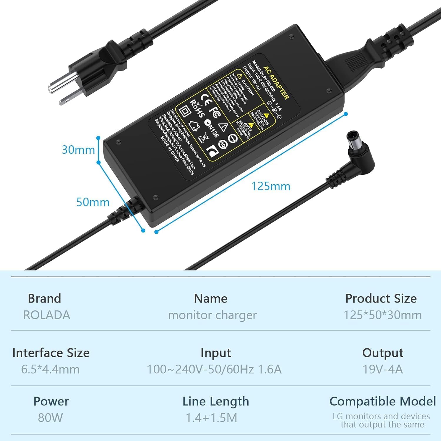Ac Dc Adapter Electronics Charger For Lg 19V Power Supply Cord 19' 20' 22' 23' 24' 27' Led Lcd Ads 40Fsg 19 24Lj4540 Da 48F19 Da 65G19 Lcap21C 24Lb451B Monitor Widescreen Ultrawide Hdtv Hd Tv Flatron