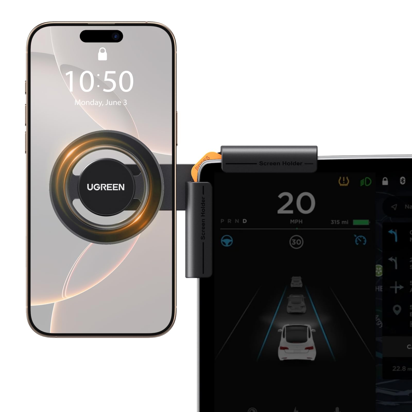 Ugreen Phone Holder For Tesla Model 3 Y Magsafe Car Mount Magnetic Phone Holder Strongest Magnet Power Compatible With Iphone 16