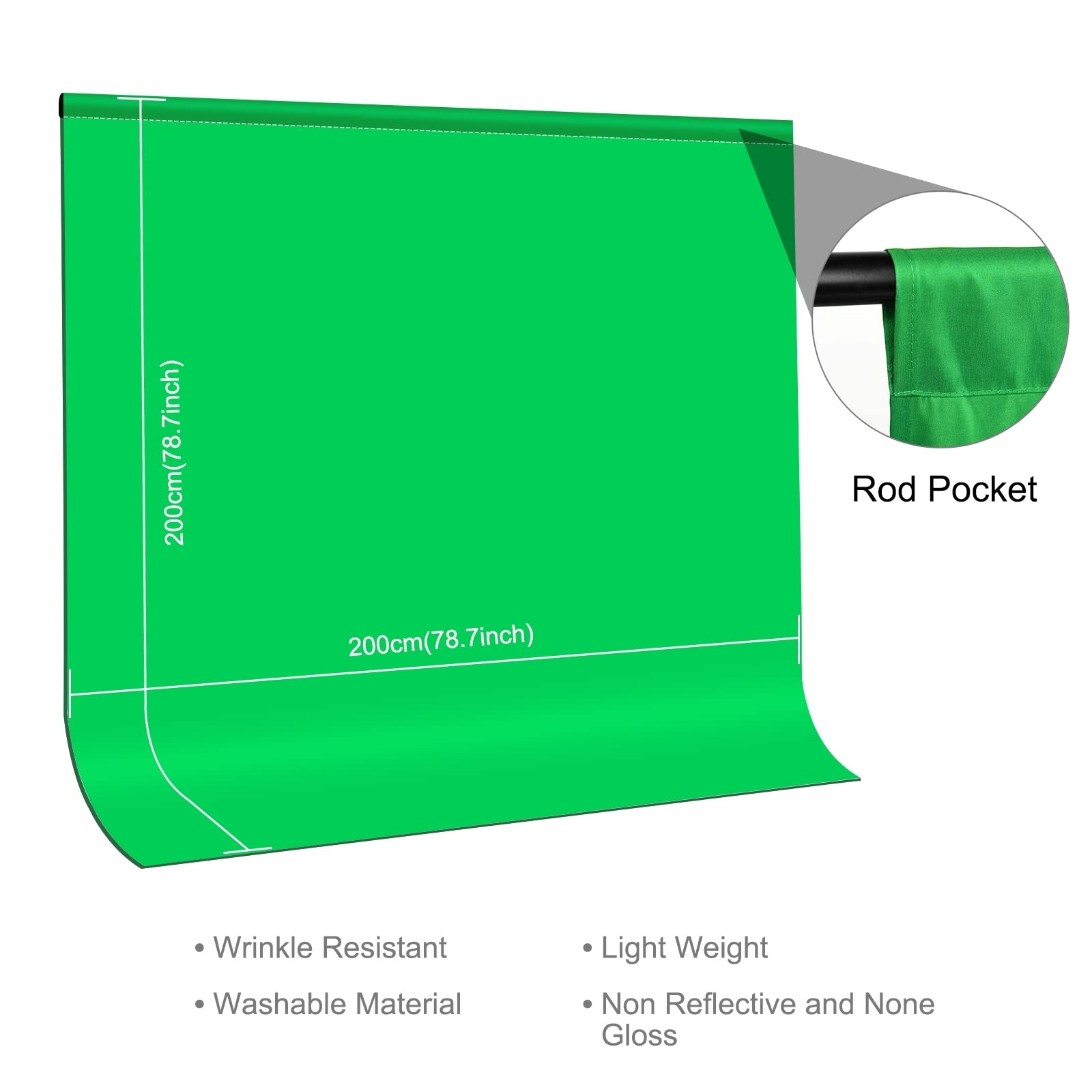 Puluz 6.6X6.6Ft Green Backdrop Portrait Background For Photography Studio Children And Headshots Background For Photography Vide