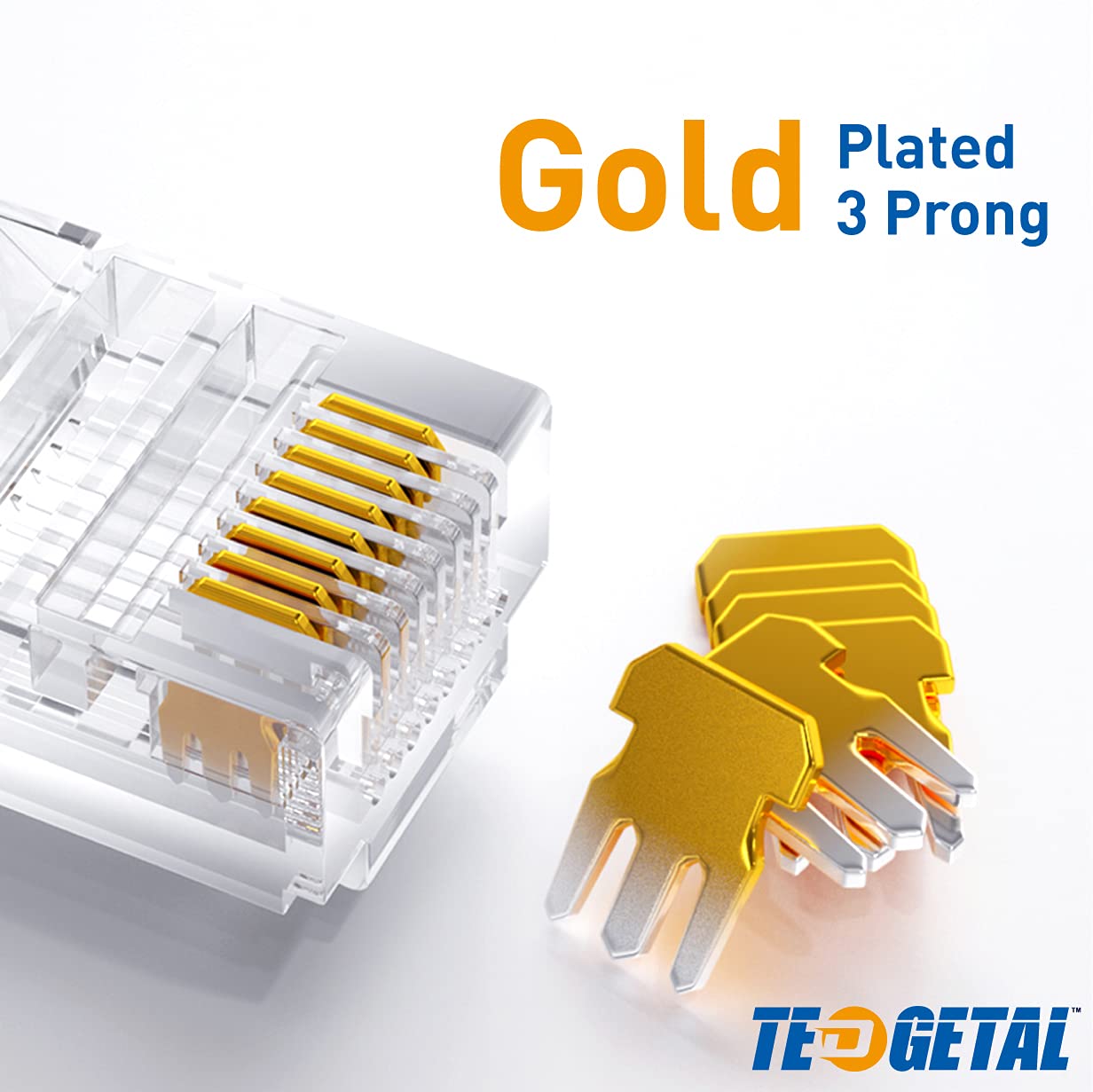 Tedgetal Rj45 Cat5E Connectors 100 Pack Cat5 Ends 8P8C Ethernet Pass Through Plug Gold Plated