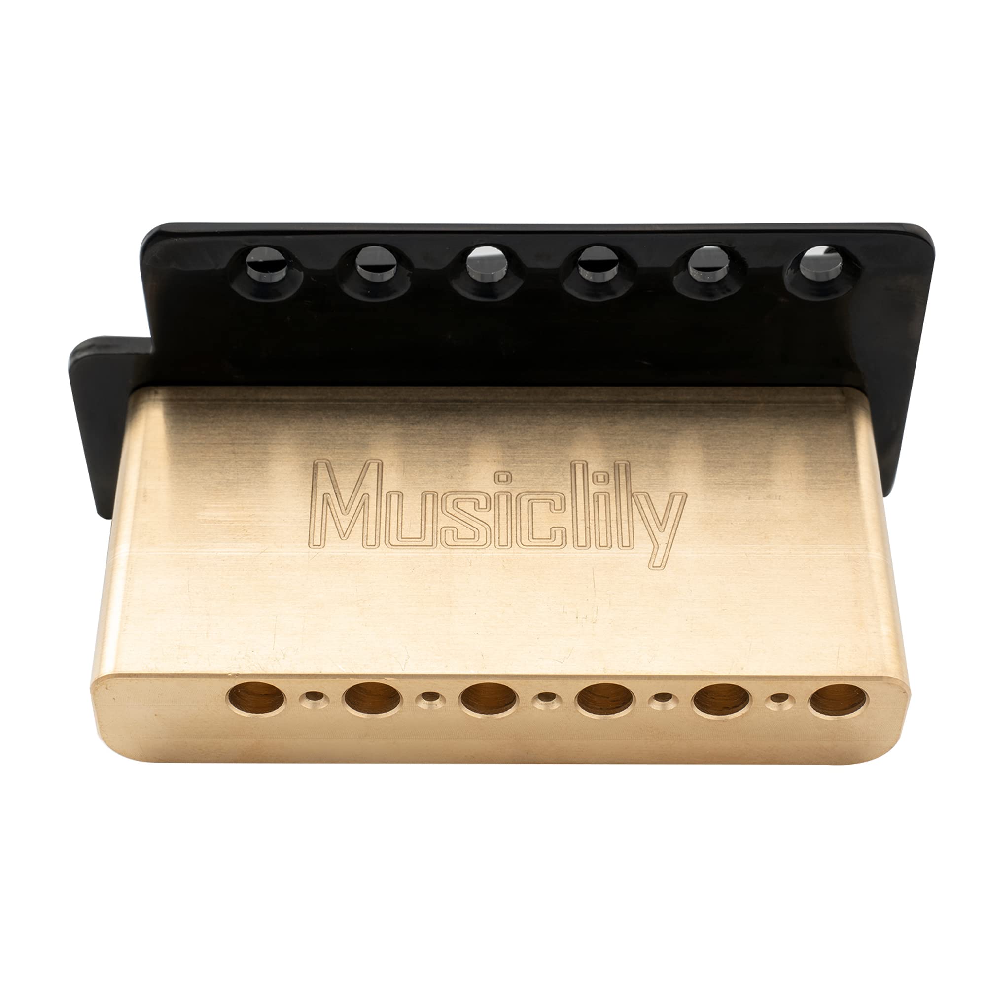Musiclily Pro 52.5Mm Vintage 6-Screw Tremolo Bridge 36Mm Solid Brass Block For Squier Strat Style Electric Guitar, Black