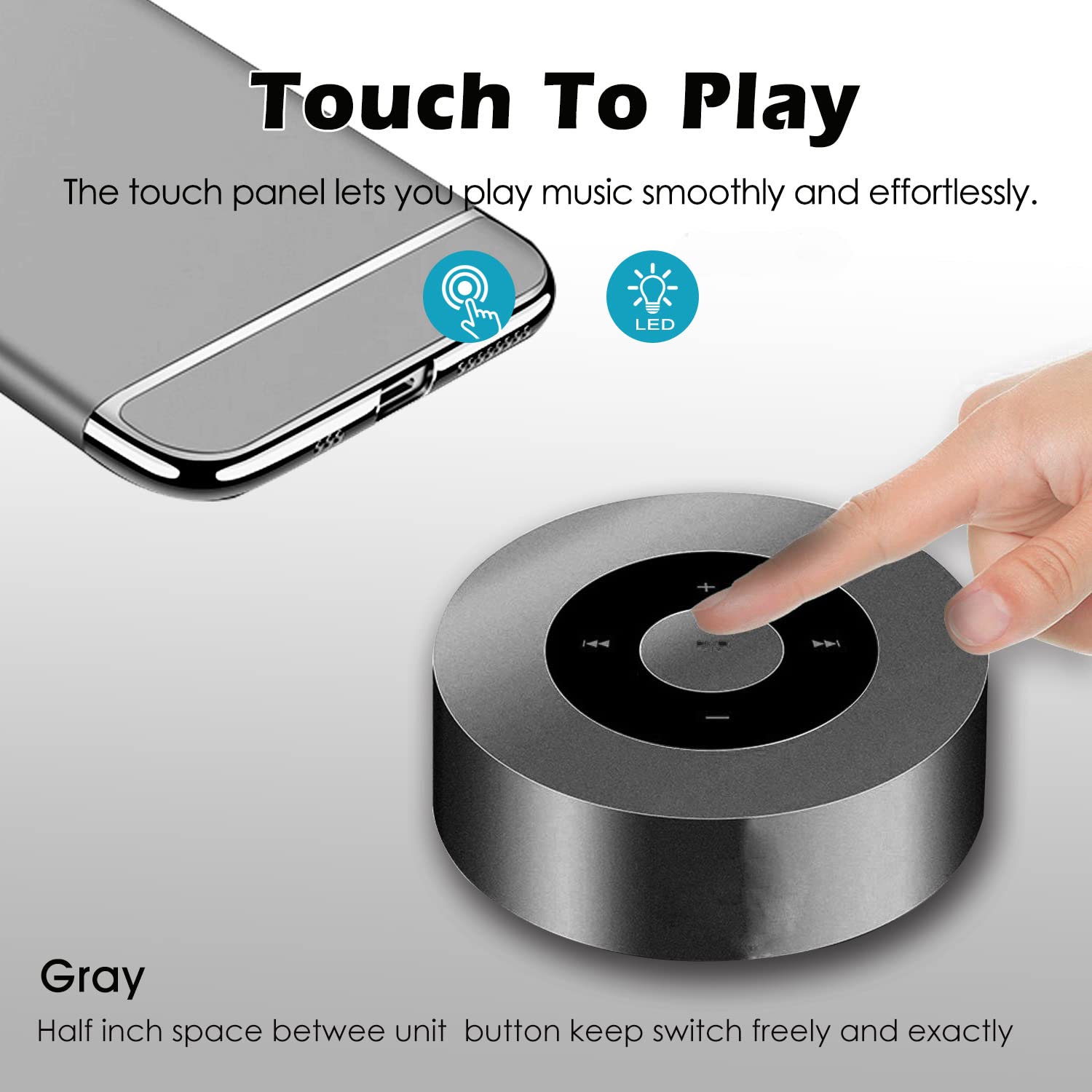 Smart Led Touch Play Bluetooth Speaker/Portable Wireless Speakers With Hd Sound / 12 Hour Playtime/Bluetooth 5.0 / Tf Card Suppo