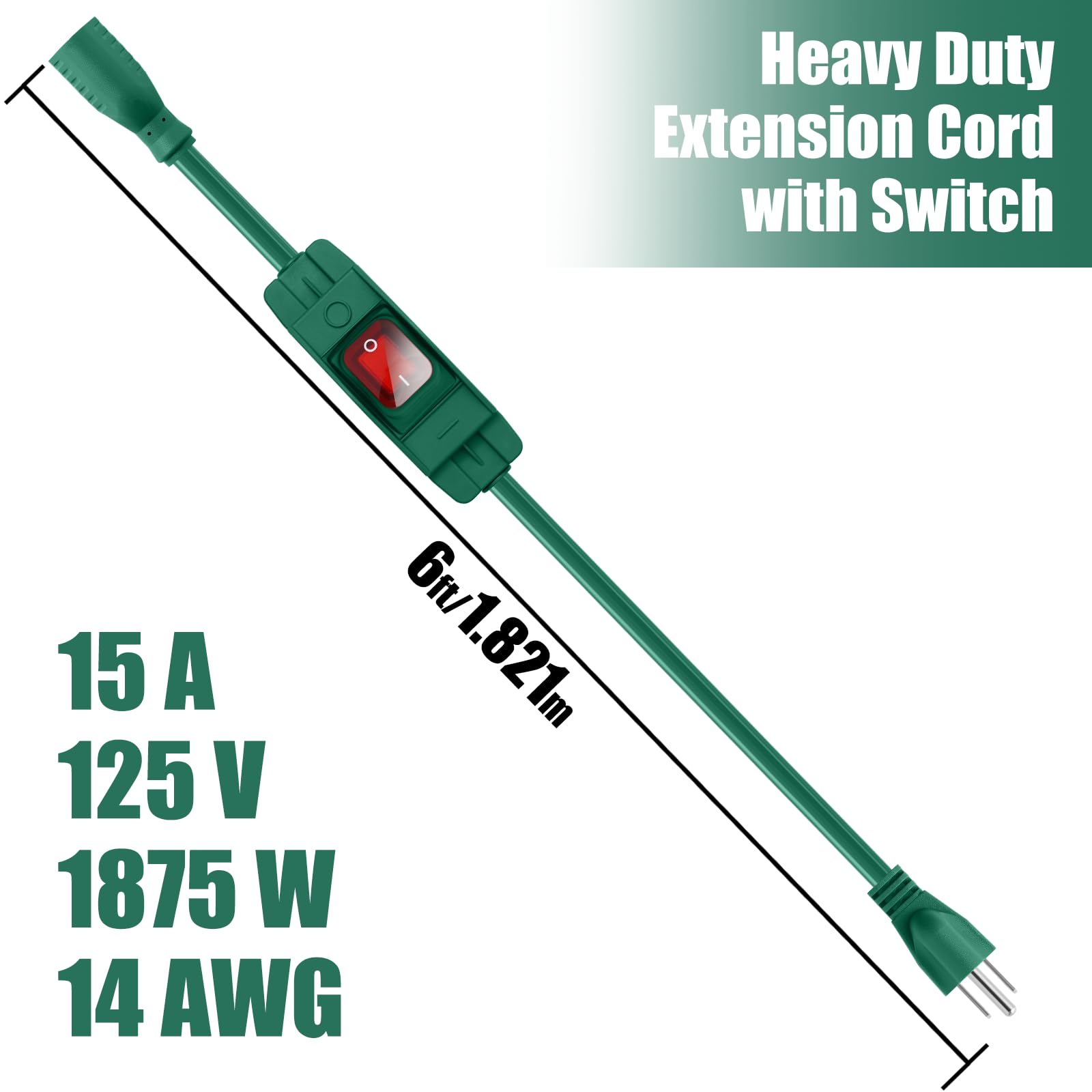 Extension Cord With Switch On/Off Waterproof Switch 6Ft No Plugging And Unplugging Invintage Stereo Devices Without Built In Pow