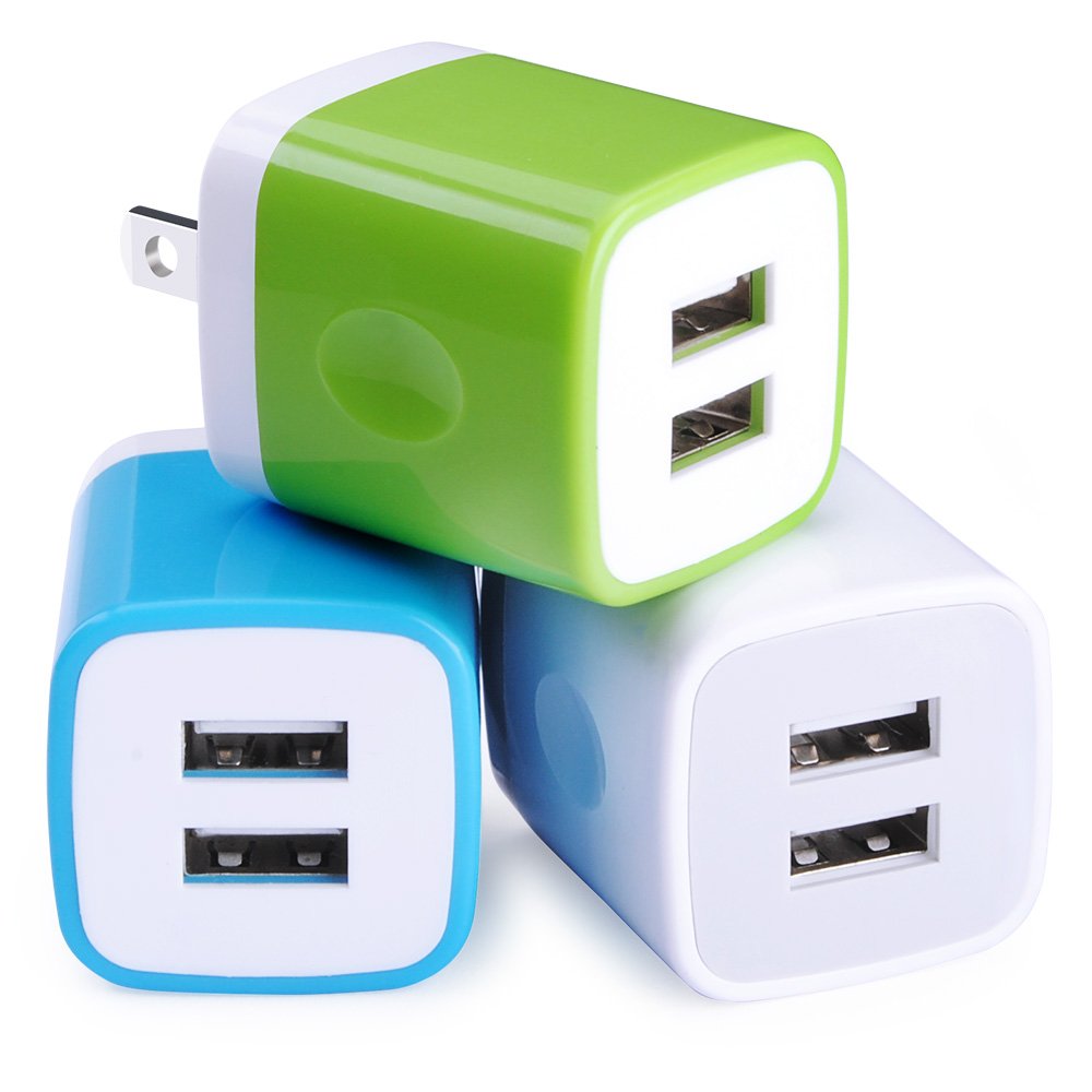 Wall Charger, Sicodo 3 Pack Dual Port Usb Home Travel Wall Charger Plug Compatible With Iphone 15,14,13,12, Se,11, X Pro Max, Pl