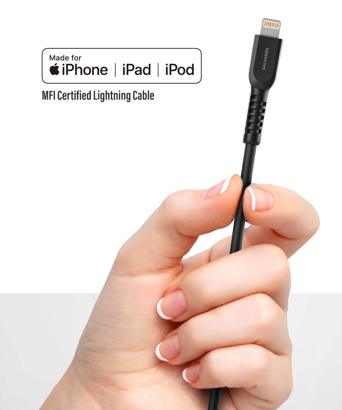 Galvanox Short Lightning Charging Cable (3 Pack) Apple Mfi Certified Usb C To Lightning 1Ft Braided Charger Cords Compatible With Iphone Xr/11/12/13/14 Pro Max (Black)