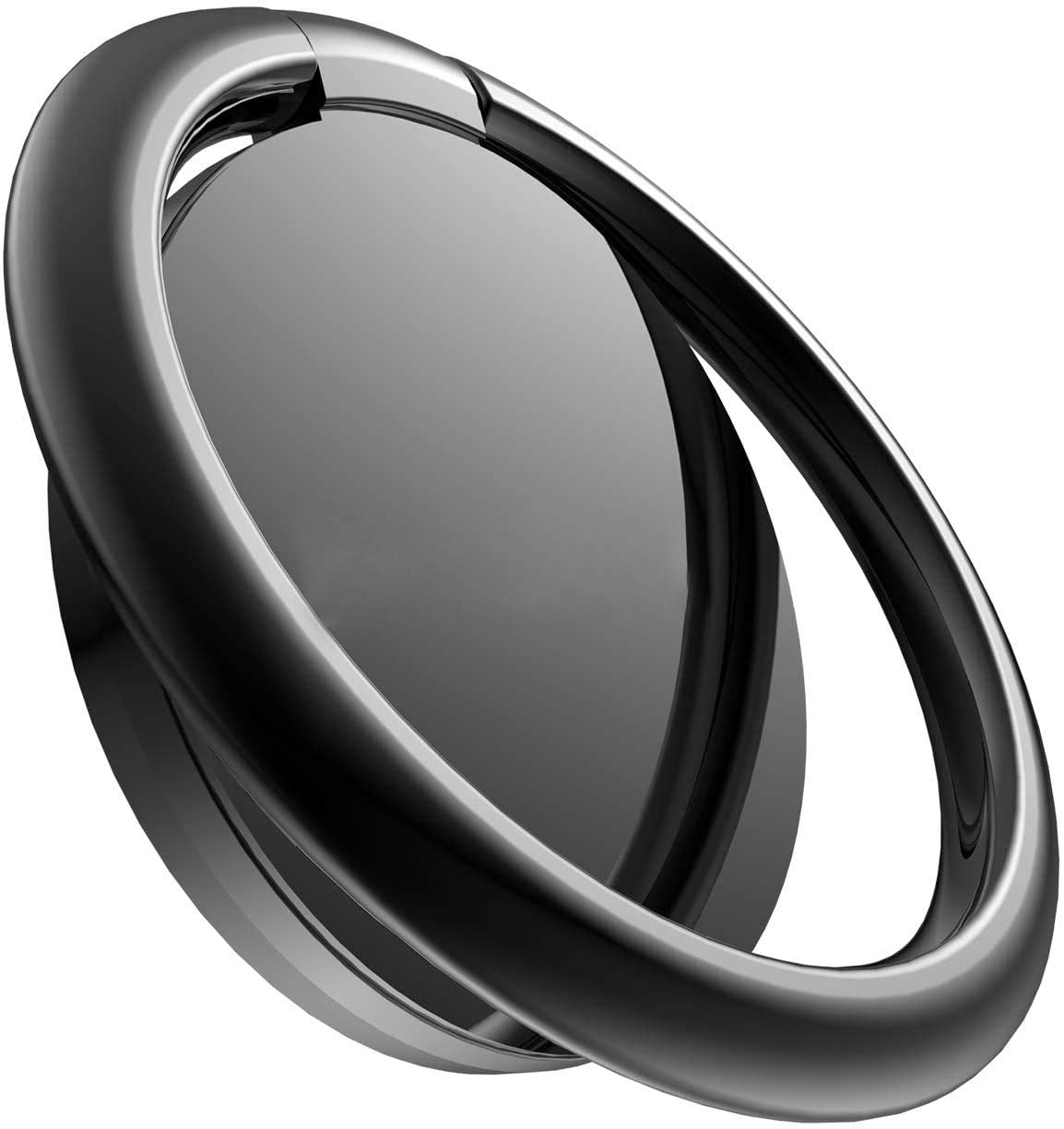 Pokanic Cell Phone Metal Ring Holder Finger Grip Stability Kickstand 360� Rotation Adjustable Collapsible Compatible With Apple Iphone, Samsung Galaxy, Lg (Black)