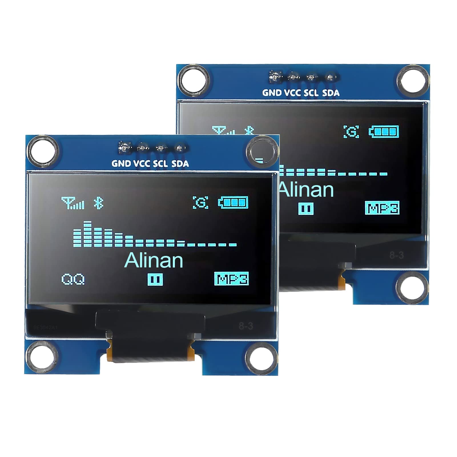 Alinan 2Pcs Oled Display Module I2C 4Pin 128X64 1.3 Inch Display Module Ssh1106 Ssd1306 Blue For R3 Stm