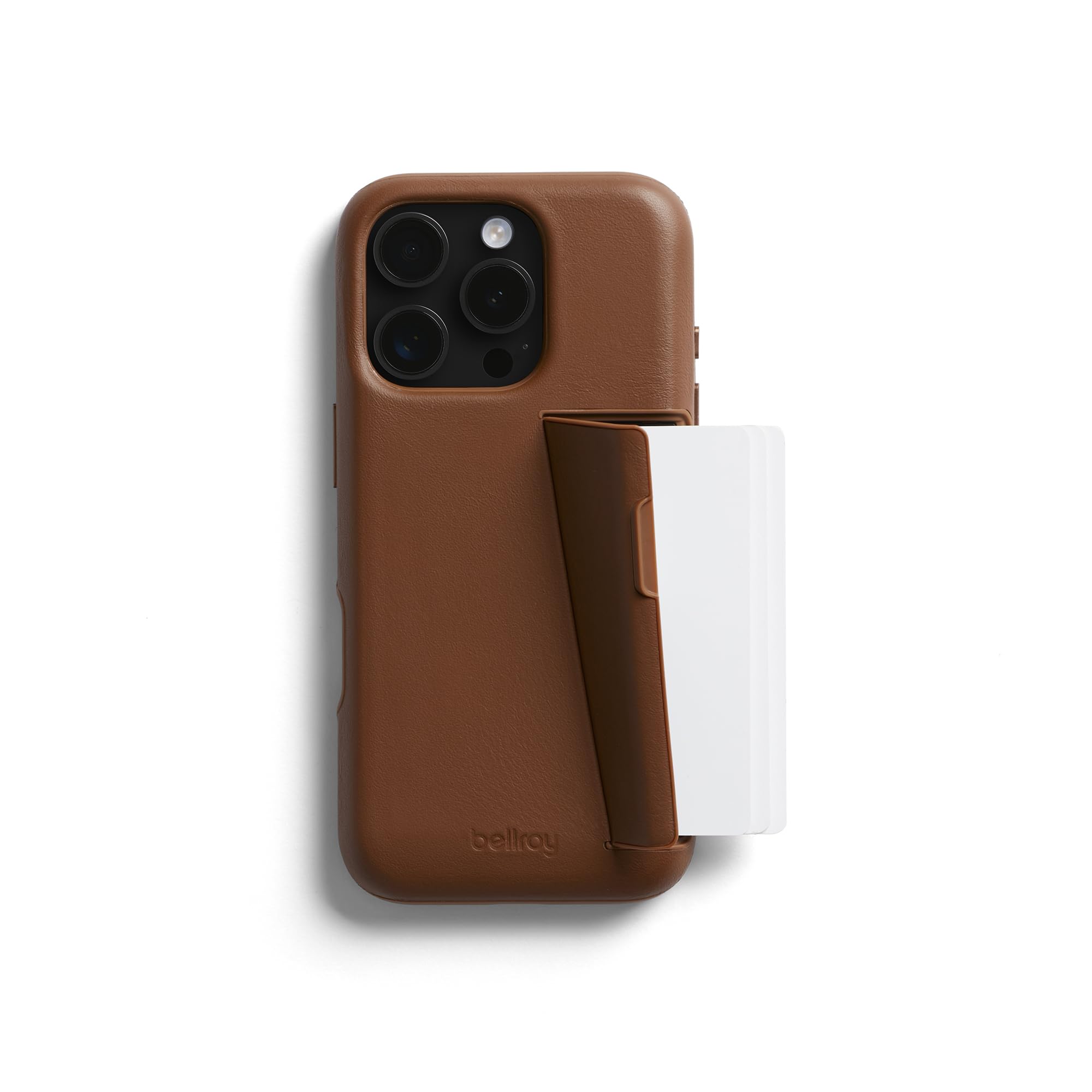 Bellroy Phone Case - 3 Card for iPhone 16 Pro (Leather iPhone case, Phone Wallet) - Sienna
