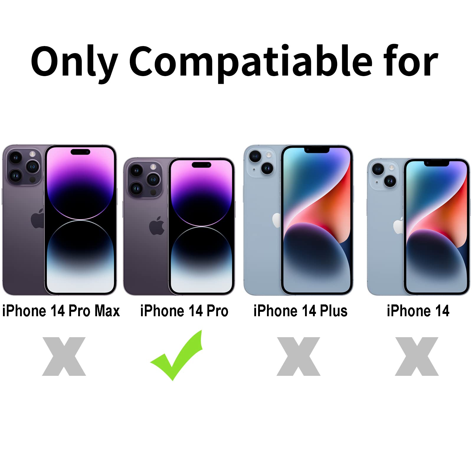 Tenoc Phone Case Compatible With Iphone 14 Pro, Clear Case Non Yellowing Protective Bumper Hard Back Cover For 6.1 Inch