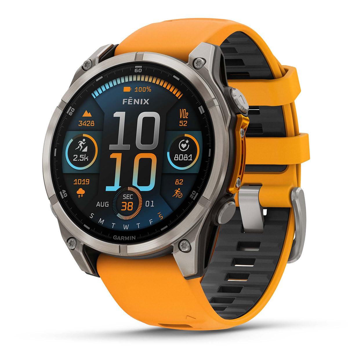 Playbetter Garmin Fenix 8 Amoled Sapphire (47Mm, Titanium/Spark Orange) Multisport Gps Smartwatch Bundle - 1.4    Touchscreen, B