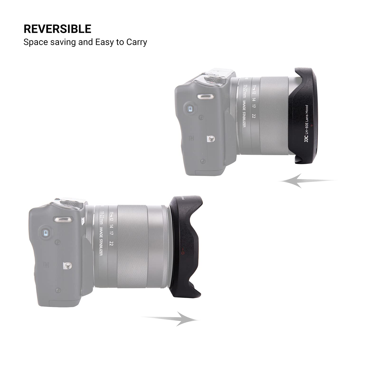 Lens Hood For Canon Ef M 11 22Mm F4 5.6 Is Stm Lens, Reversible Lens Shade On Eos M6 Mark Ii M200 M100 M50, Replace Canon Ew 60E