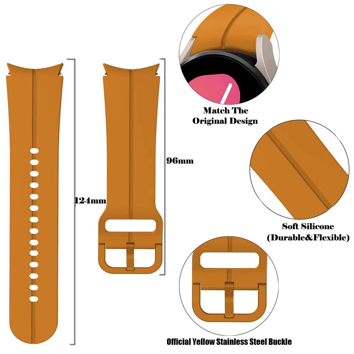 Band Compatible With Samsung Galaxy Watch 5 Pro 45Mm/Galaxy Watch 5 40Mm 44Mm Bands, No Gap Silicone Replacment Strap With Color